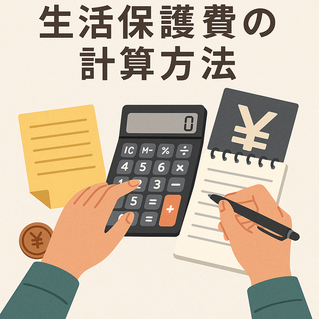 生活保護費の計算イメージ（書類と電卓）